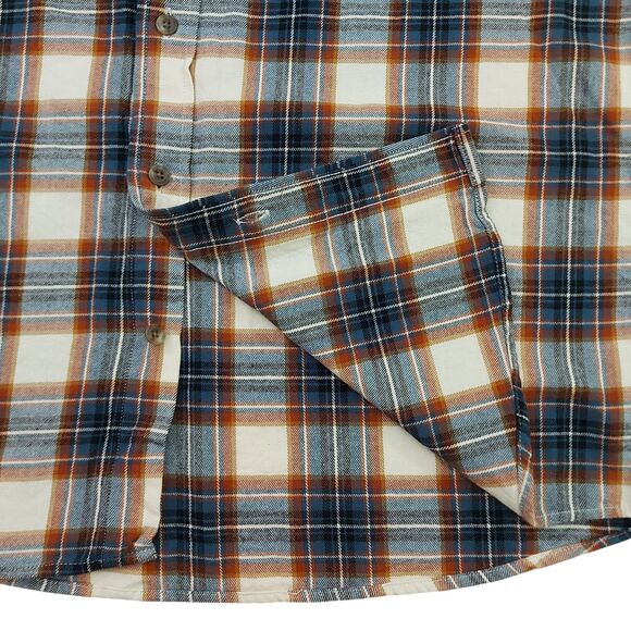 RedHead Flannel Shirt Mens Large Brown Blue Plaid Long Sleeve Cotton Outdoor - Picture 3 of 12